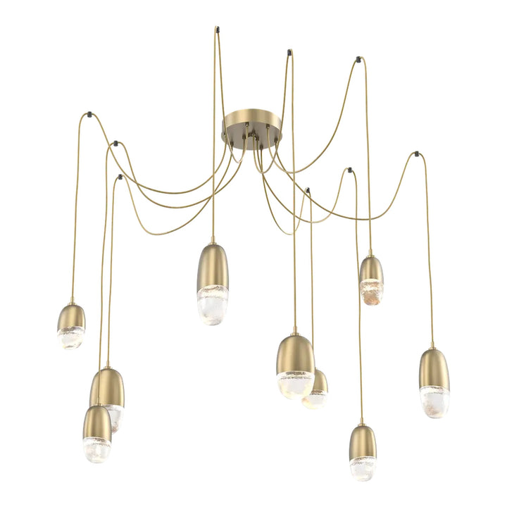 Pebble Swag Chandelier by Hammerton Studio in Gilded Brass