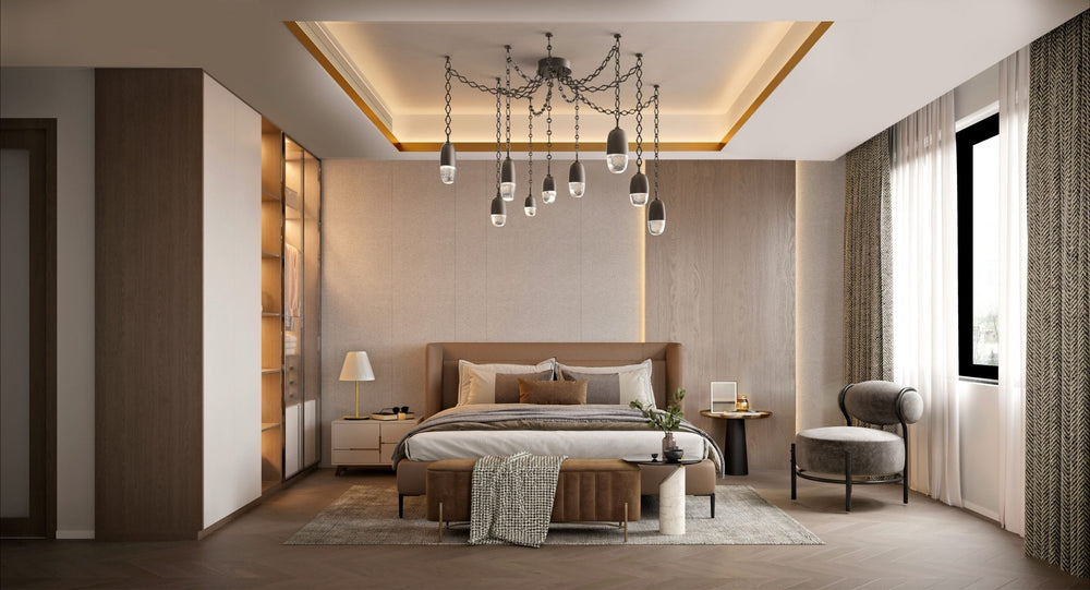 Pebble Swag Chandelier by Hammerton Studio in a styled interior
