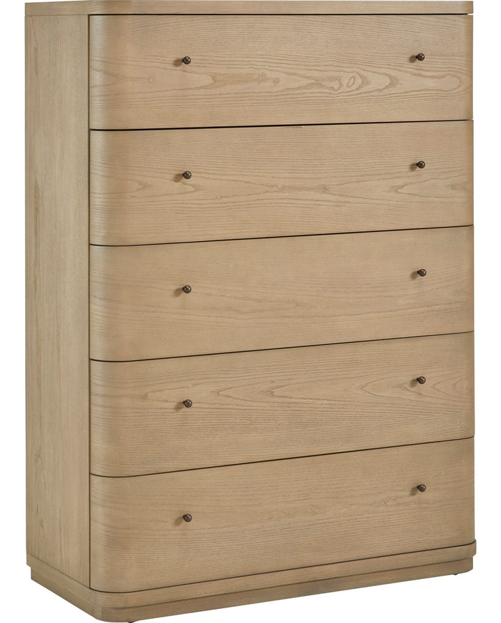Penny Five Drawer Chest in Buff Cream — on a white background