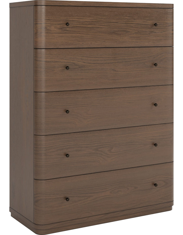Penny Five Drawer Chest in Chocolate Mousse — on a white background
