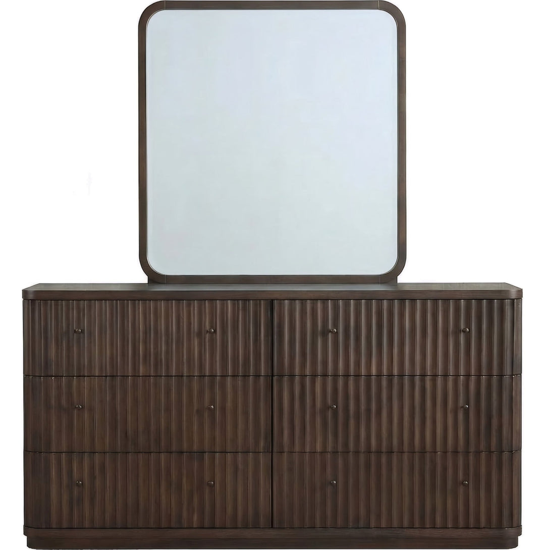 Penny Fluted Dresser in Chocolate Mousse — on a white background with the matching mirror (sold separately)