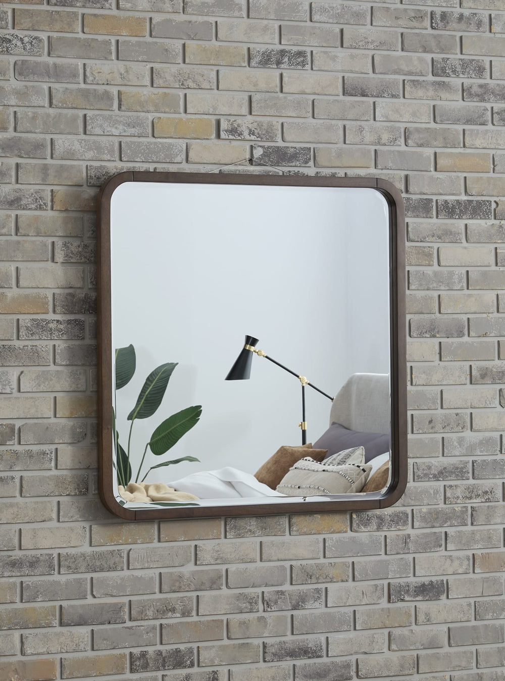 Penny Fluted Dresser Mirror in Chocolate Mousse — styled in a room
