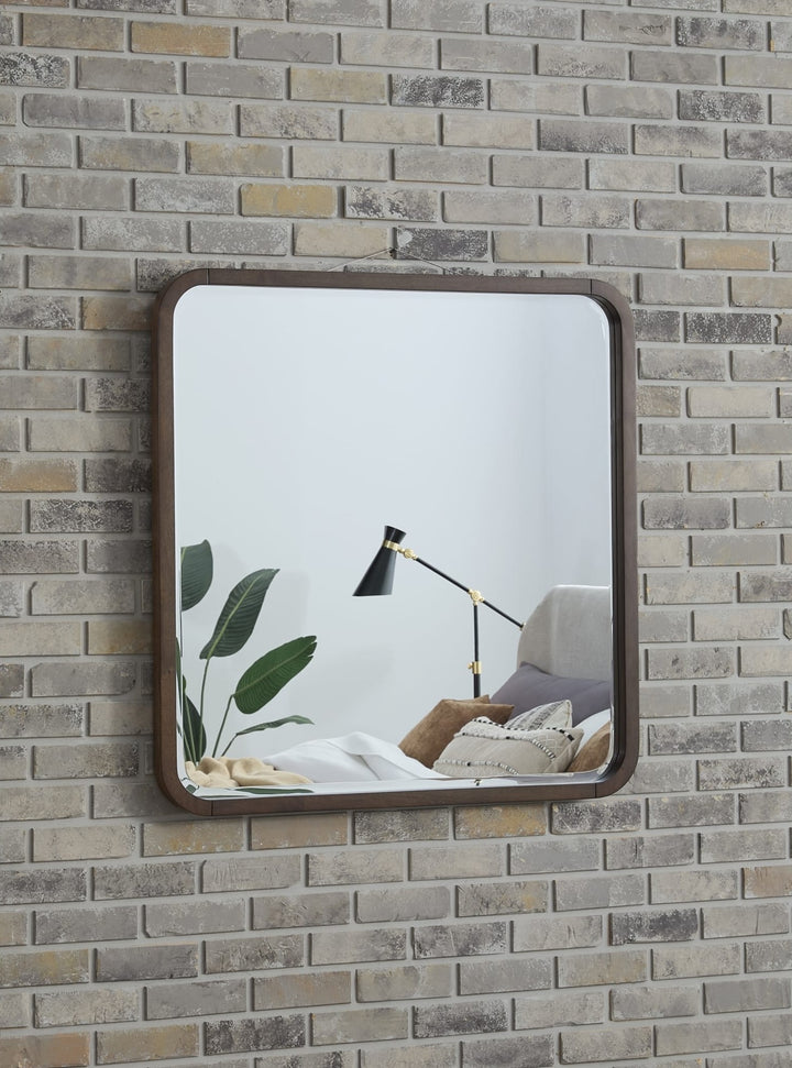 Penny Fluted Dresser Mirror in Chocolate Mousse — styled in a room