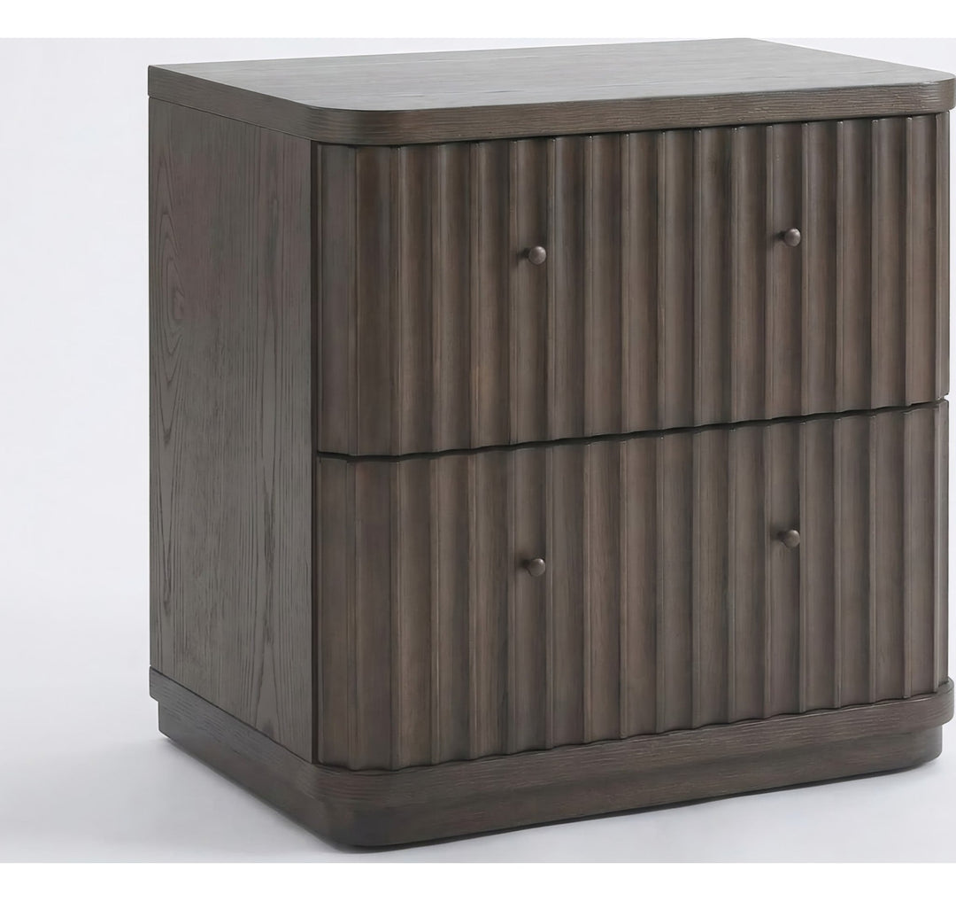 Penny Fluted Nightstand in Chocolate Mousse — on a white background