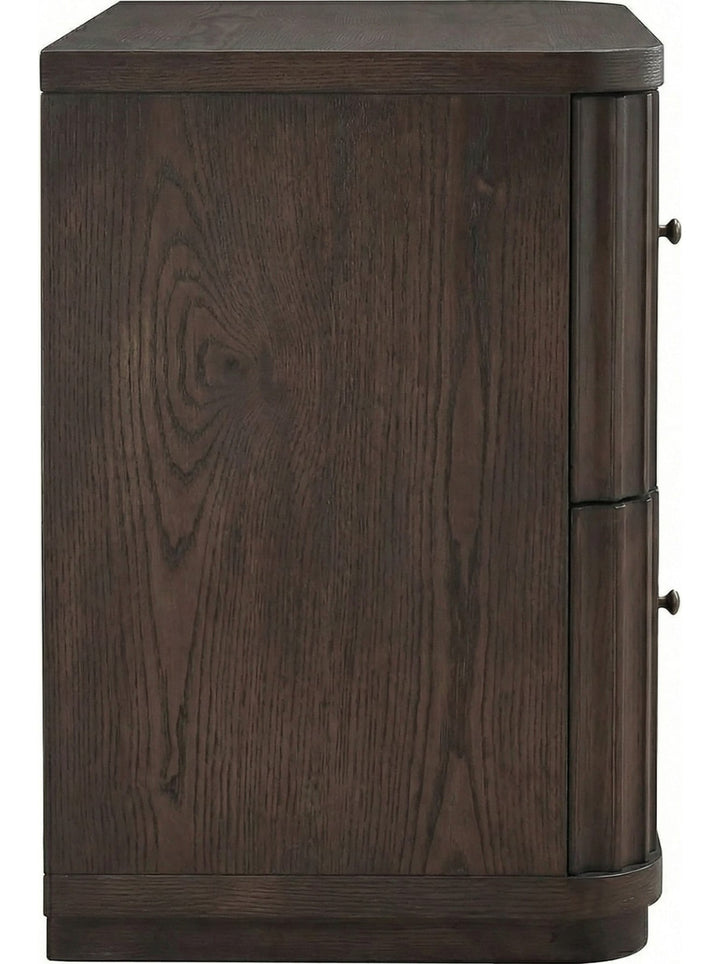 Penny Fluted Nightstand in Chocolate Mousse — side view