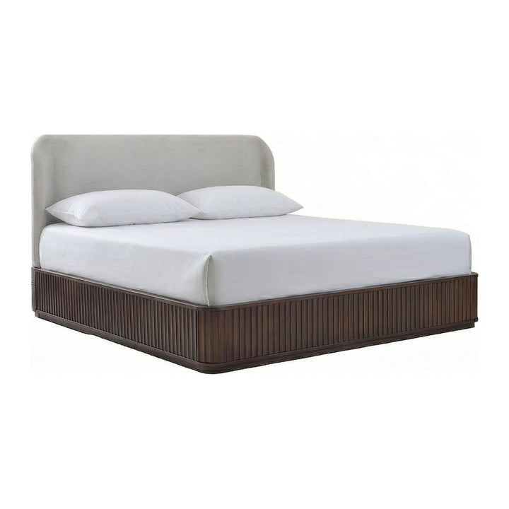 Penny Fluted Upholstered Bed by Modus in Chocolate Mousse — white background, angled view