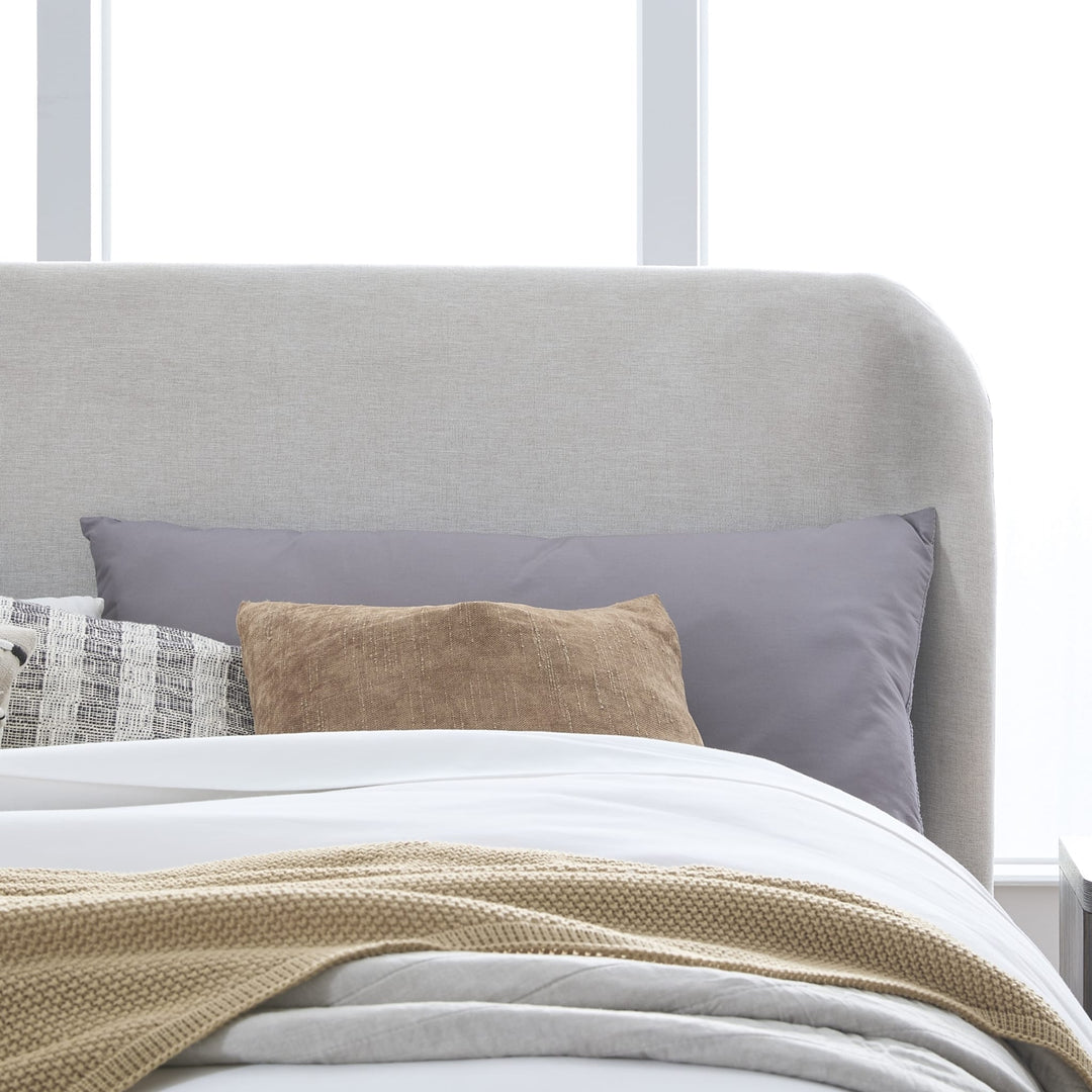 Penny Fluted Upholstered Bed in Chocolate Mousse styled in a bedroom