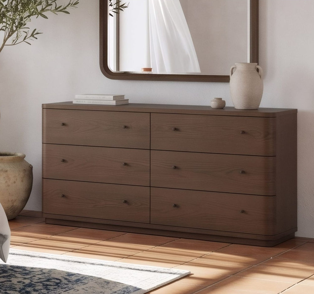 Penny Six Drawer Dresser in Chocolate Mousse — styled in a room