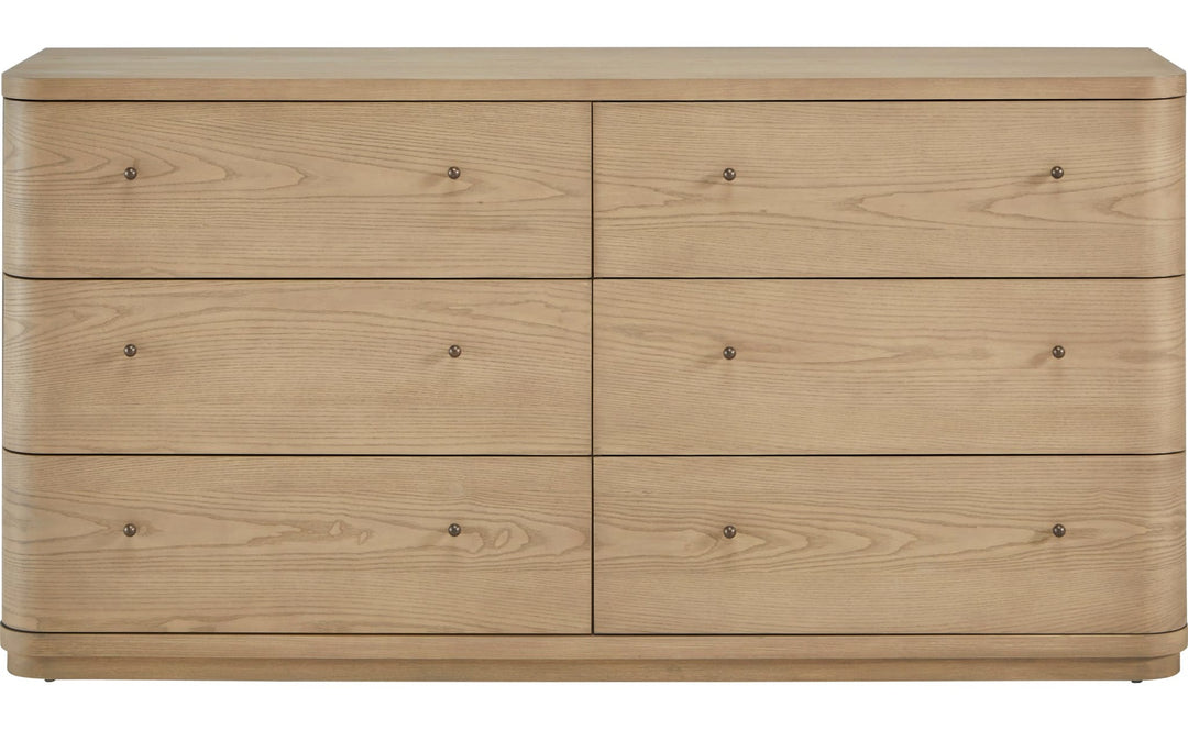Penny Six Drawer Dresser in Buff Cream — on a white background