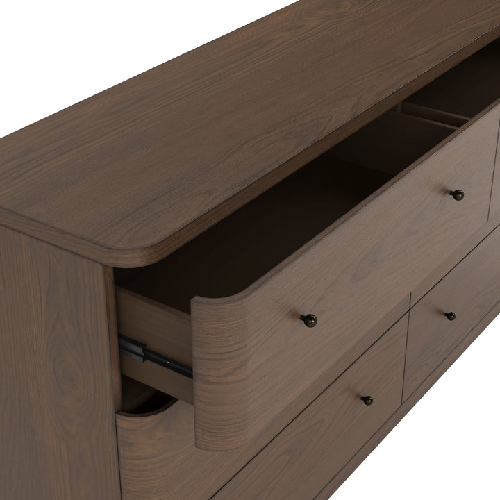 Penny Six Drawer Dresser in Chocolate Mousse — with drawers open