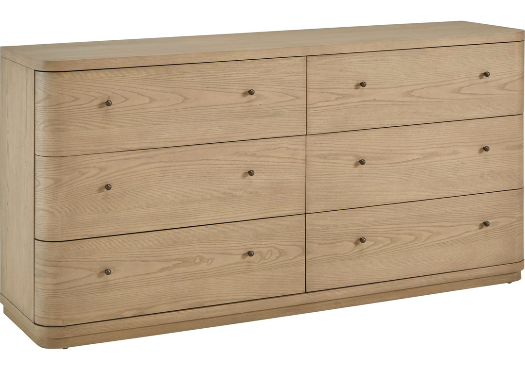 Penny Six Drawer Dresser in Buff Cream — on a white background
