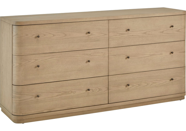 Penny Six Drawer Dresser in Buff Cream — on a white background