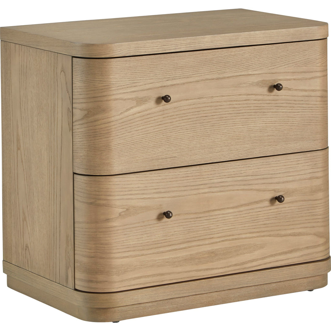 Penny Two Drawer Nightstand in Buff Cream — on a white background