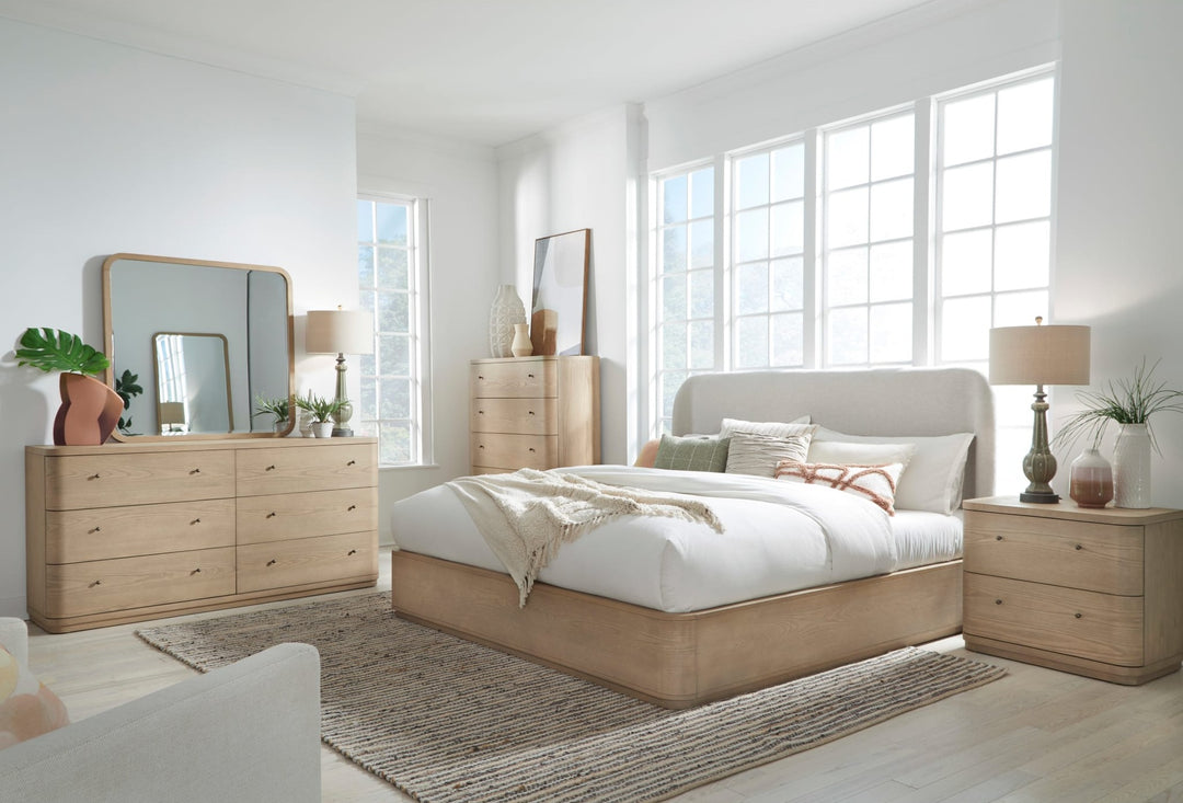 Penny Two Drawer Nightstand in Buff Cream — in a bedroom setting