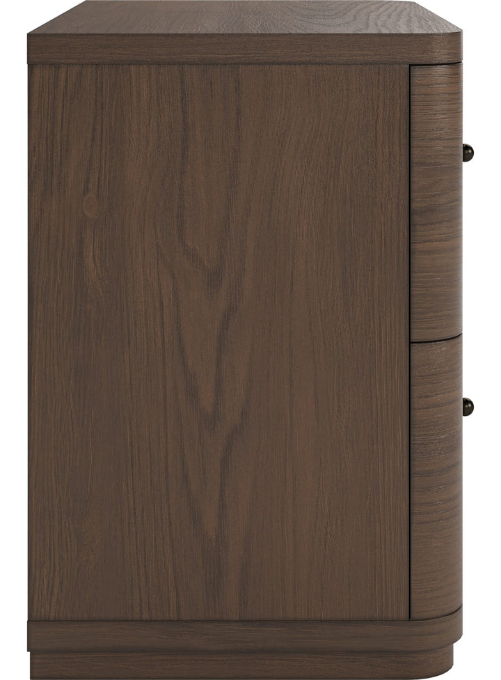 Penny Two Drawer Nightstand in Chocolate Mousse — side view