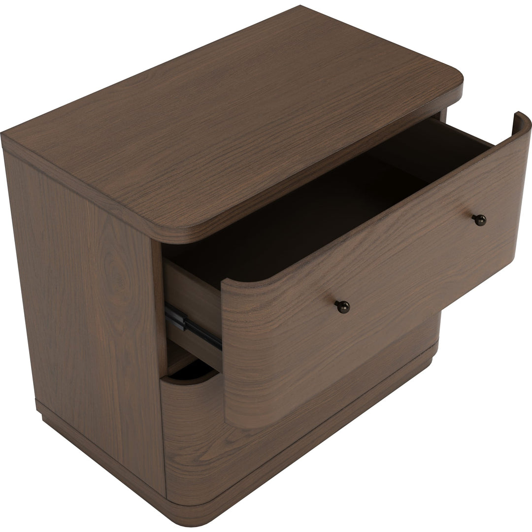 Penny Two Drawer Nightstand in Chocolate Mousse — with drawers open