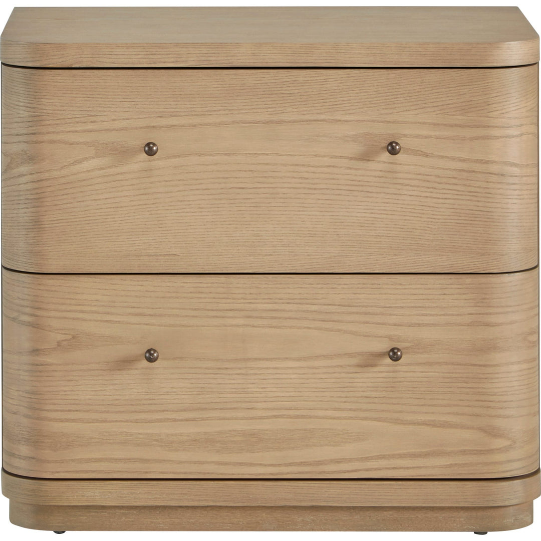 Penny Two Drawer Nightstand in Buff Cream — on a white background