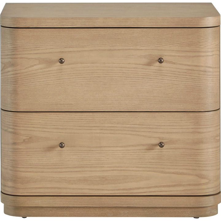 Penny Two Drawer Nightstand in Buff Cream — on a white background