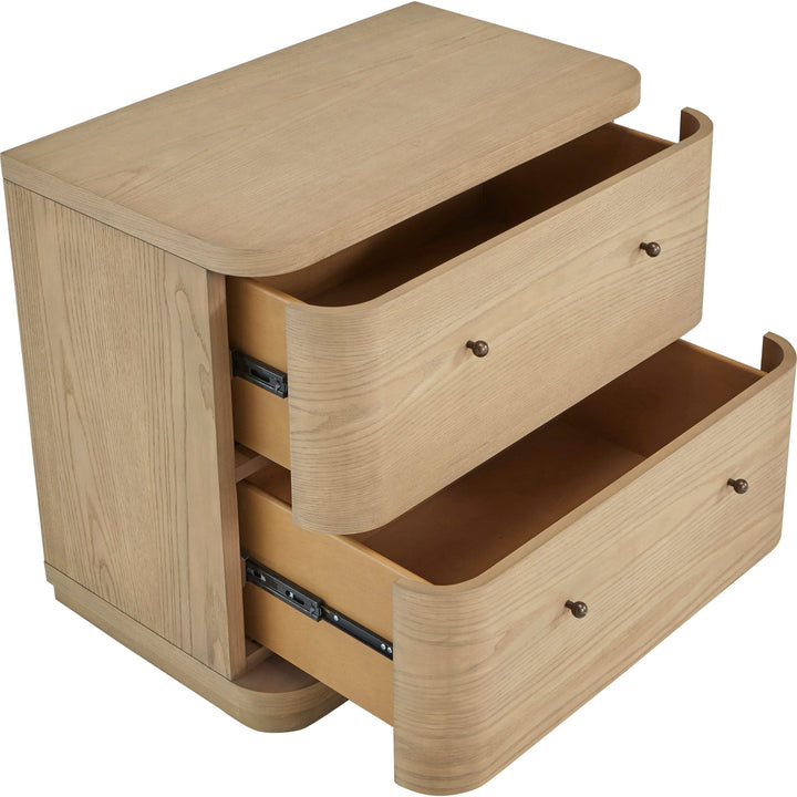Penny Two Drawer Nightstand in Buff Cream — with drawers open