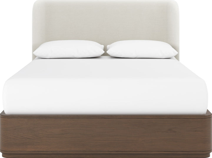 Penny Upholstered Platform Bed in Chocolate Mousse — white background, front view