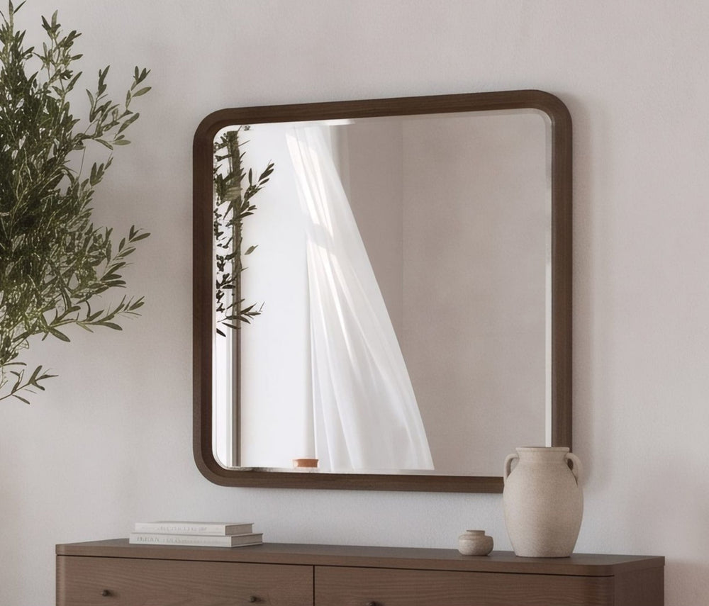 Penny Wall or Dresser Mirror in Chocolate Mousse — styled in a room