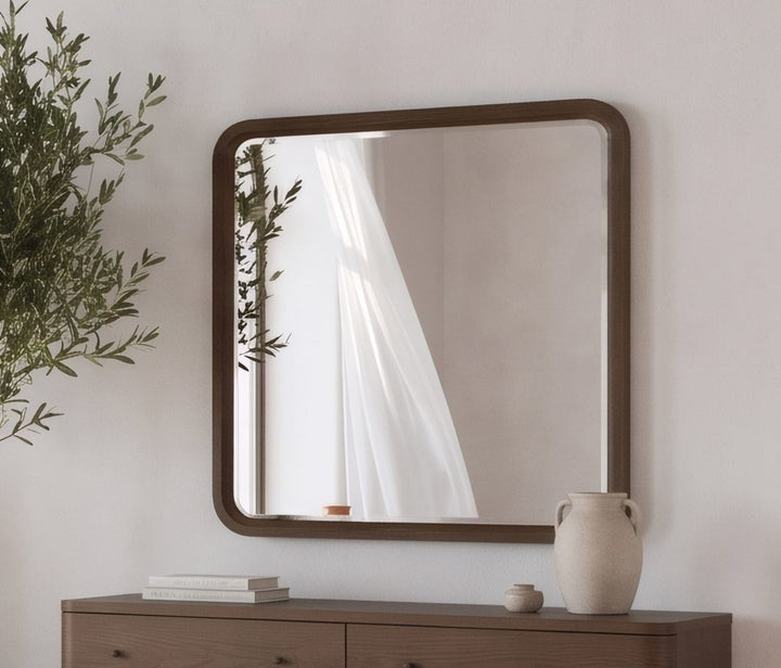 Penny Wall or Dresser Mirror in Chocolate Mousse — styled in a room