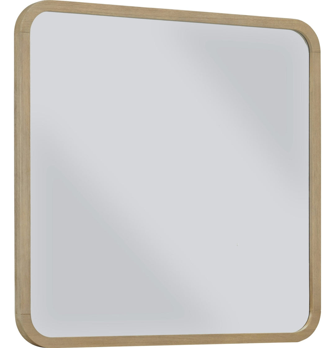 Penny Wall or Dresser Mirror in Buff Cream — on a white background