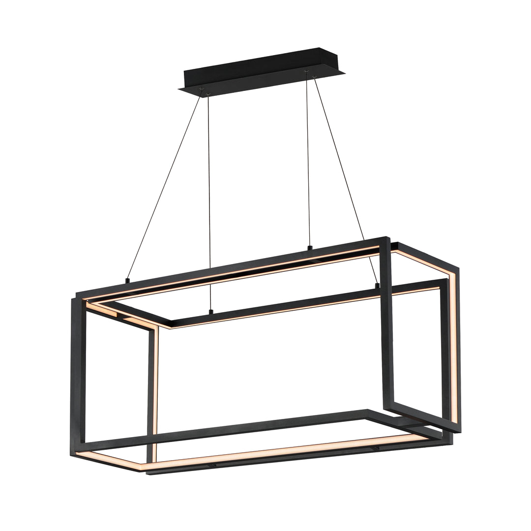 Penrose LED Linear LED Pendant by ET2 Lighting in Black, front view