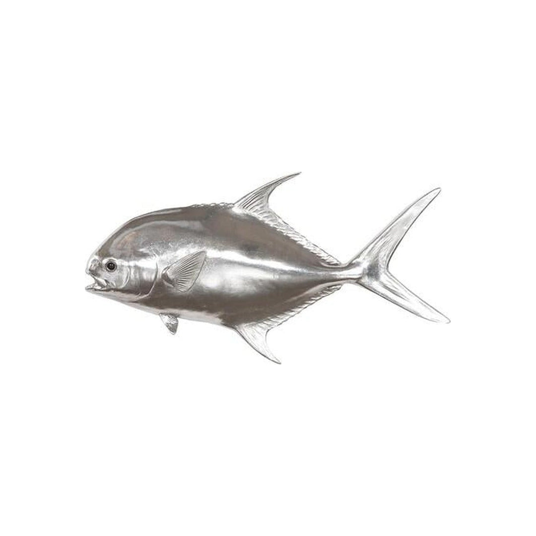 Permit Fish, Flat Wall Sculpture, Resin, Silver Leaf Phillips Collection