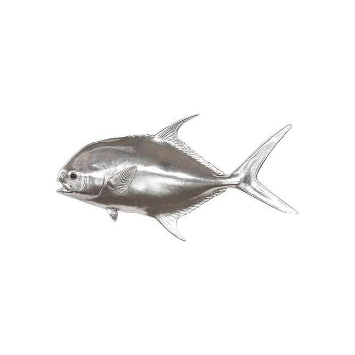 Permit Fish, Flat Wall Sculpture, Resin, Silver Leaf Phillips Collection