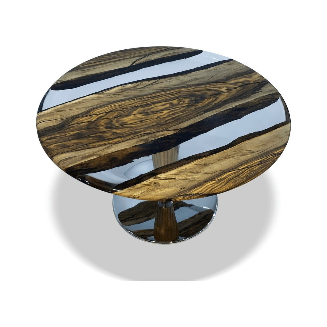 Phaloe Walnut Wood Double River Round Coffee Table Arditi Collection