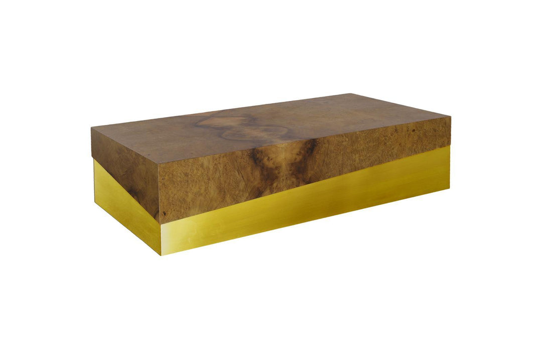 Burl Block Coffee Table, Wood And Gold Finish by Phillips Collection — view 1