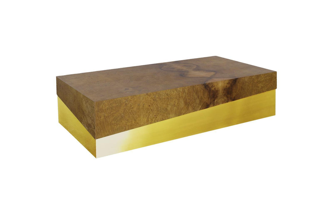 Burl Block Coffee Table, Wood And Gold Finish by Phillips Collection — view 3