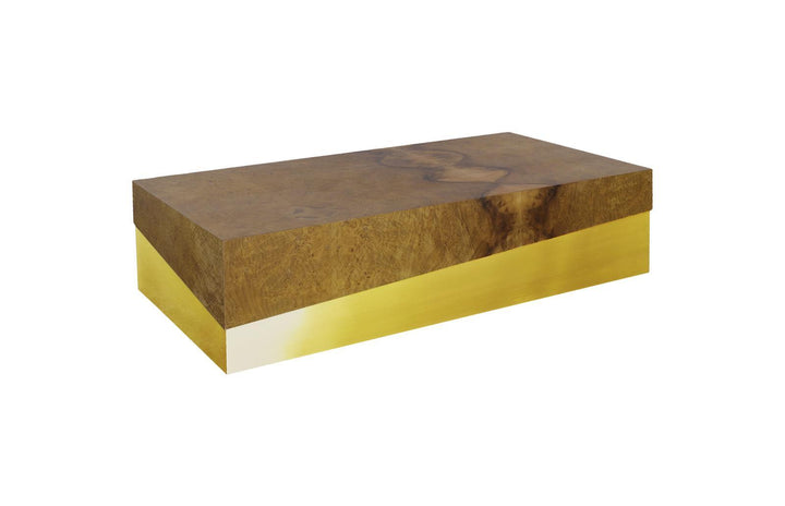 Burl Block Coffee Table, Wood And Gold Finish by Phillips Collection — view 3