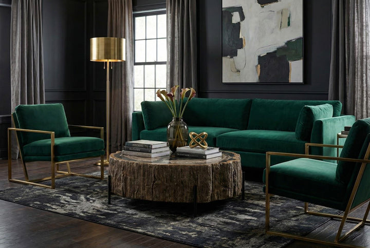 Chaka Petrified Coffee Table, Mixed, With Black Legs by Phillips Collection — room setting