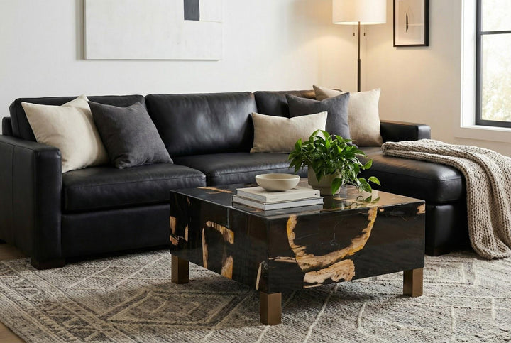 Petramosaic Coffee Table, With Brass Legs by Phillips Collection — room setting