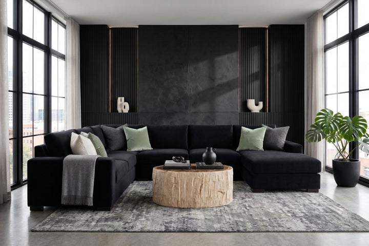 Chaka Petrified Coffee Table, Rough, Brown, Large by Phillips Collection — room setting