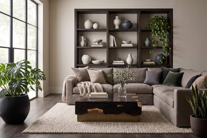 Petramosaic Coffee Table, Brass Base by Phillips Collection — room setting