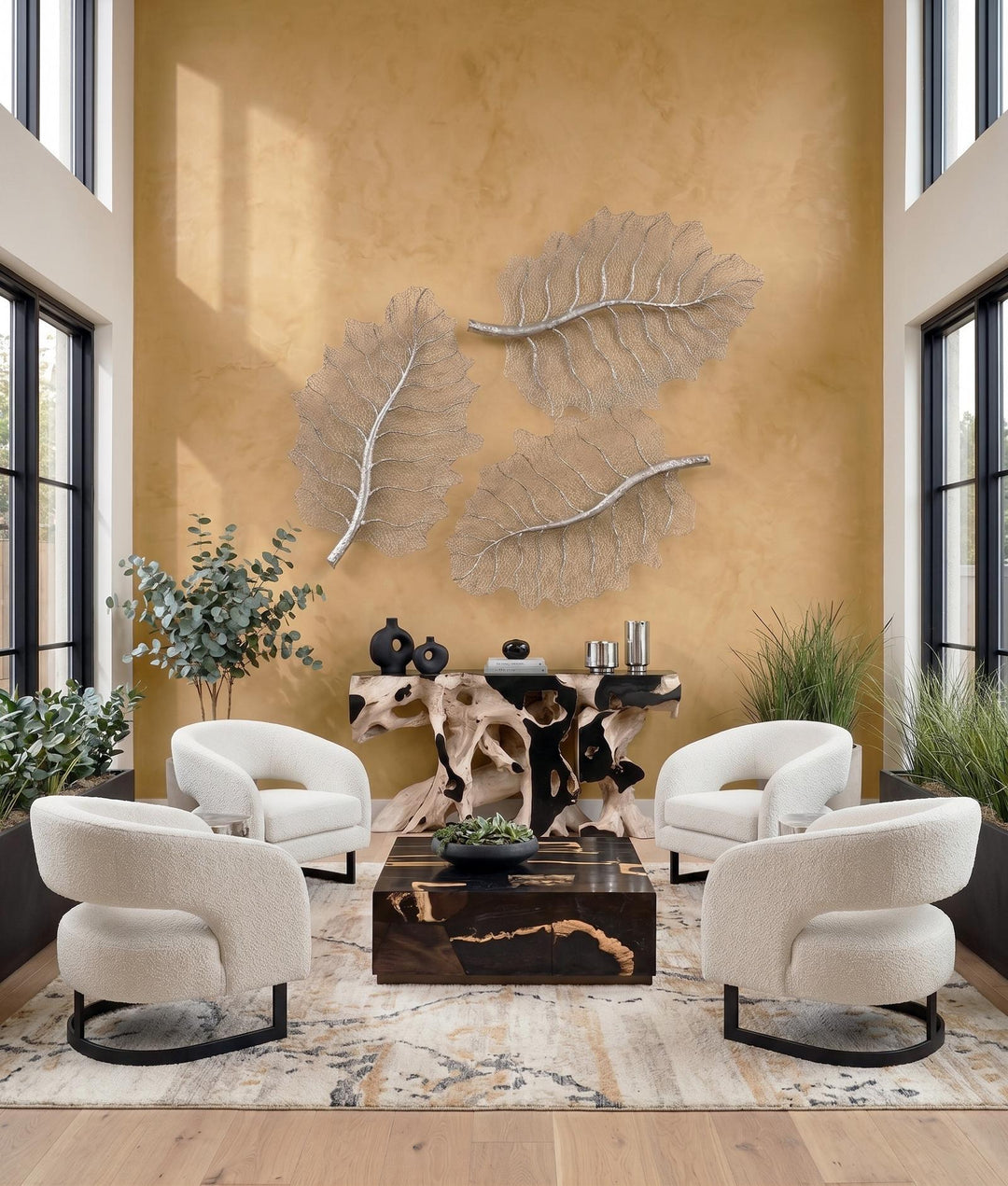 Petramosaic Coffee Table, Brass Base by Phillips Collection — room setting