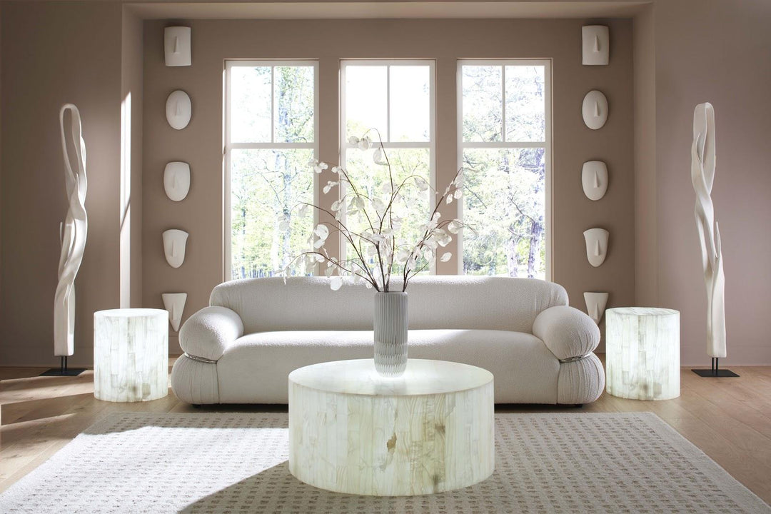 Onyx  Round Coffee Table, White by Phillips Collection — room setting