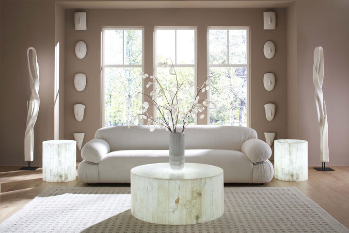 Onyx  Round Coffee Table, White by Phillips Collection — room setting