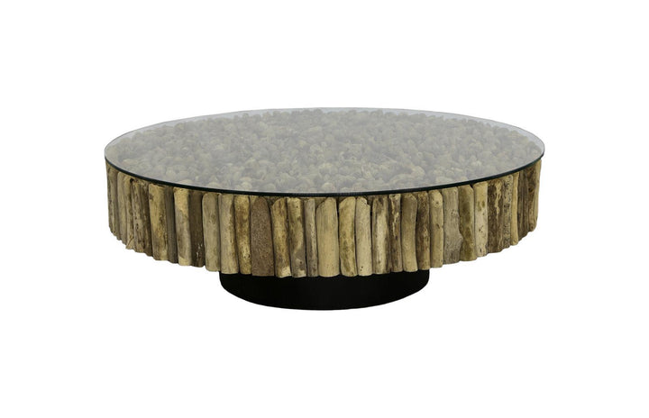 Manhattan Coffee Table, Round, with Glass by Phillips Collection — view 1