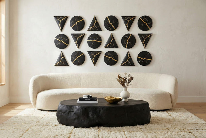 Quarry Coffee Table, Extra Large, Black Glamstone by Phillips Collection — room setting