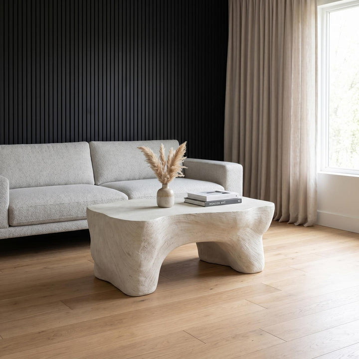 Strata Coffee Table, Roman Stone by Phillips Collection — room setting