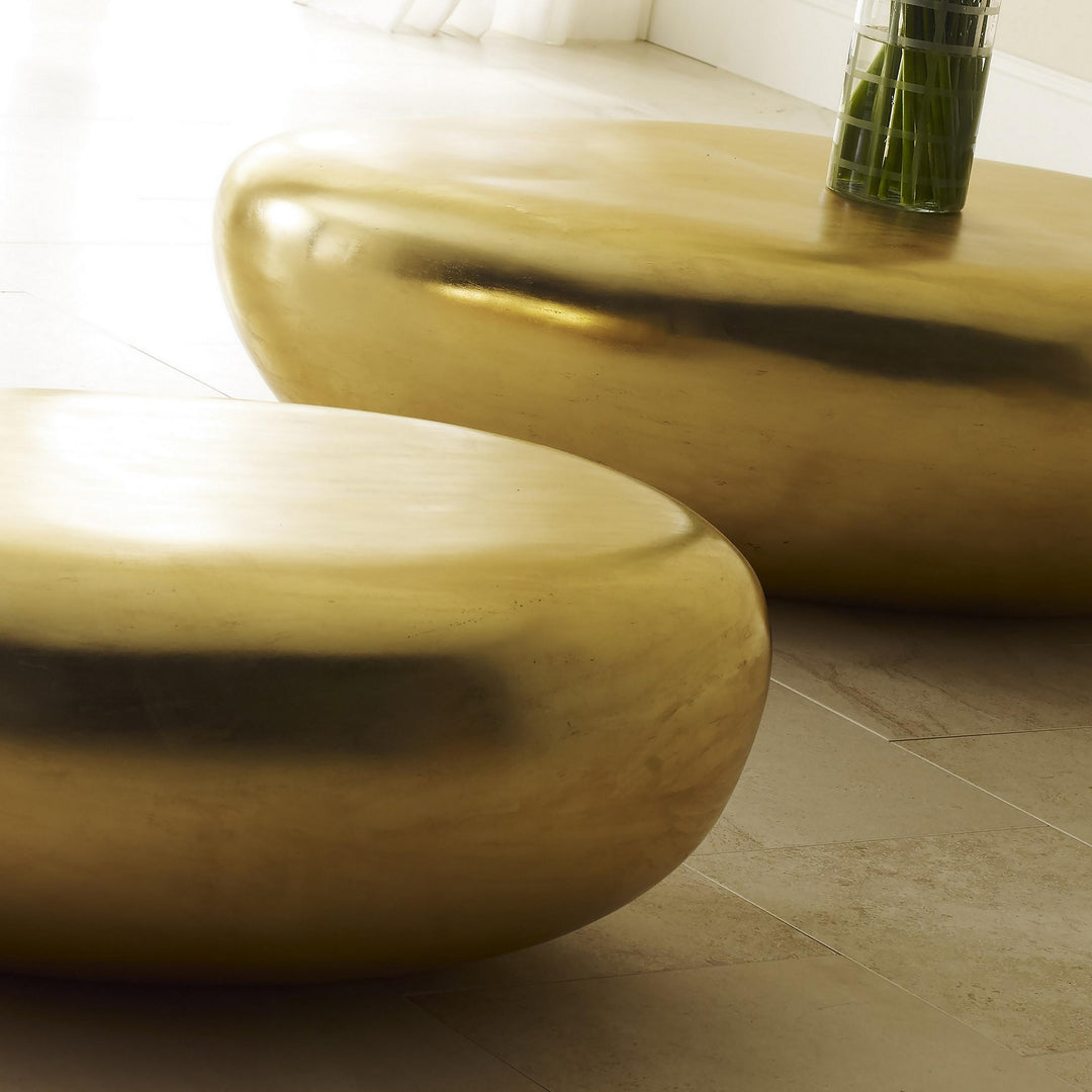 River Stone Coffee Table, Gold Leaf, Small by Phillips Collection — room setting