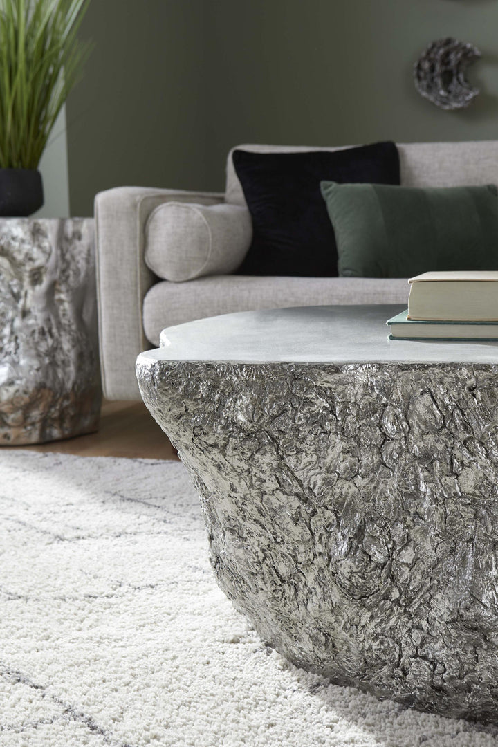 Bark Coffee Table, Silver Leaf by Phillips Collection — room setting