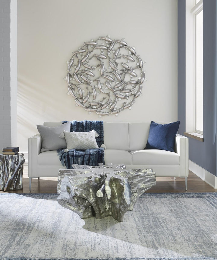 Asterisk Cast Root Coffee Table, Silver Leaf by Phillips Collection — room setting