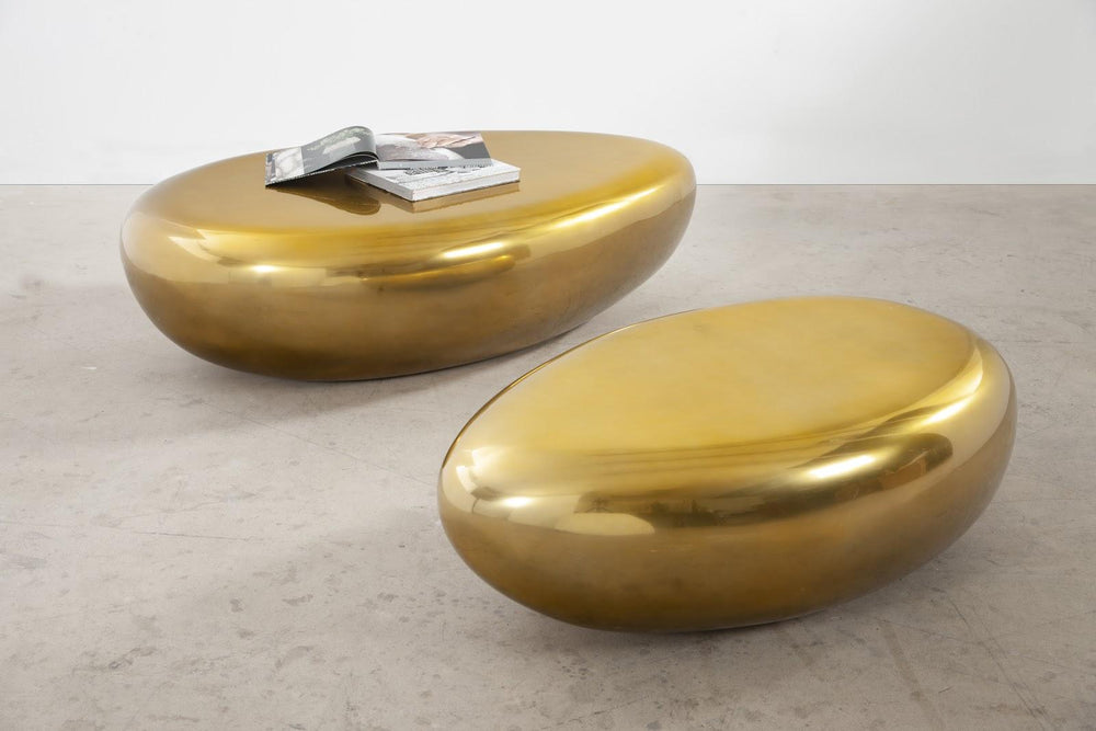 River Stone Coffee Table, Liquid Gold, Small by Phillips Collection — room setting