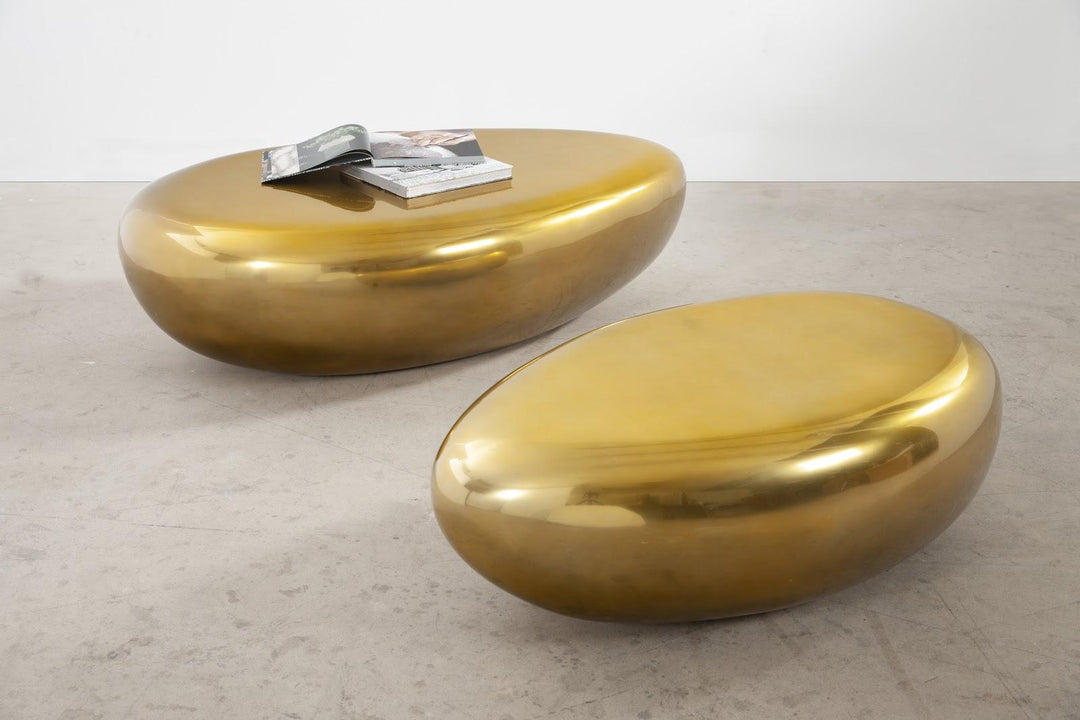 River Stone Coffee Table, Liquid Gold, Small by Phillips Collection — room setting