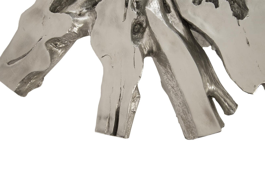 Abyss Cast Root Coffee Table With Glass, Silver Leaf by Phillips Collection — view 3